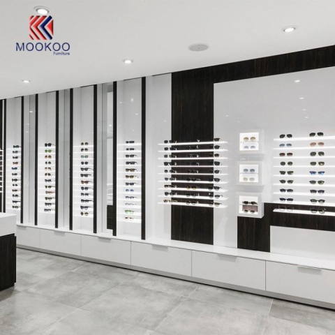 현대 명확한 시각 Eyewear 내각 벽 간이 건축물 상점 실내 장식 진열장
