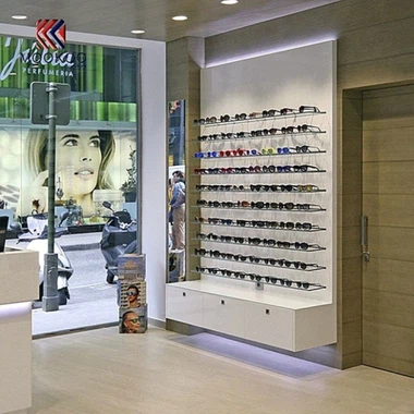 광학 상점을위한 나무와 유리 백색 내각