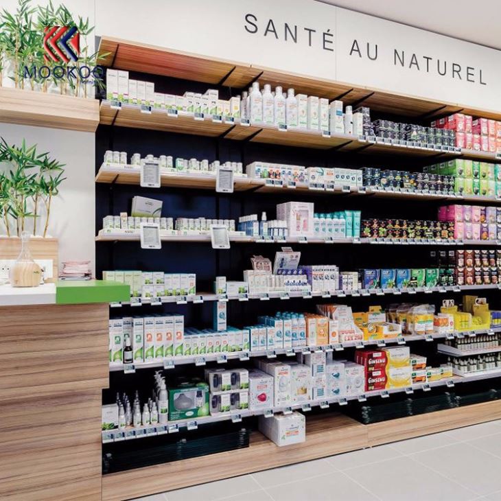 Wholesale Pharmacy Shop Wooden Counter Display Shelves