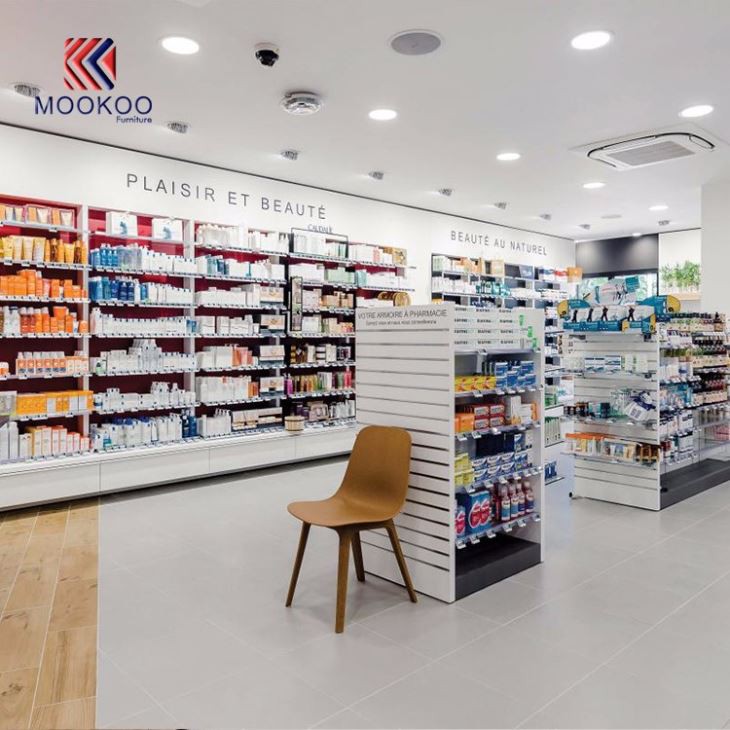 Wholesale Pharmacy Shop Wooden Counter Display Shelves