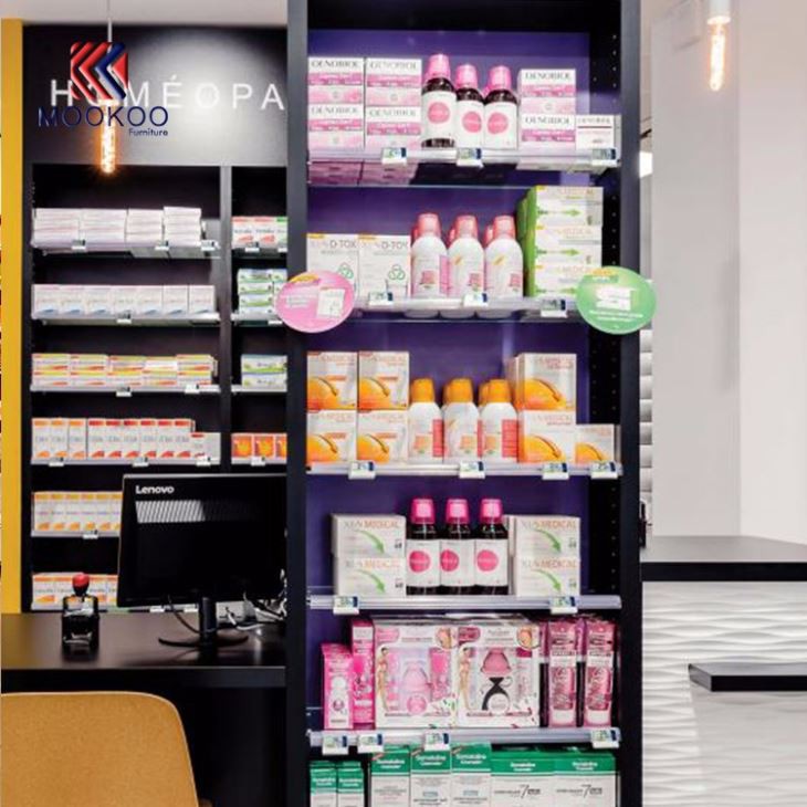 Wholesale Pharmacy Shop Wooden Counter Display Shelves