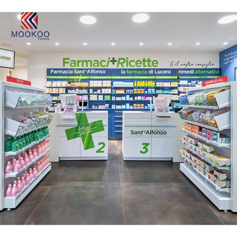 약국 가게 맞춤형 디스플레이 쇼케이스