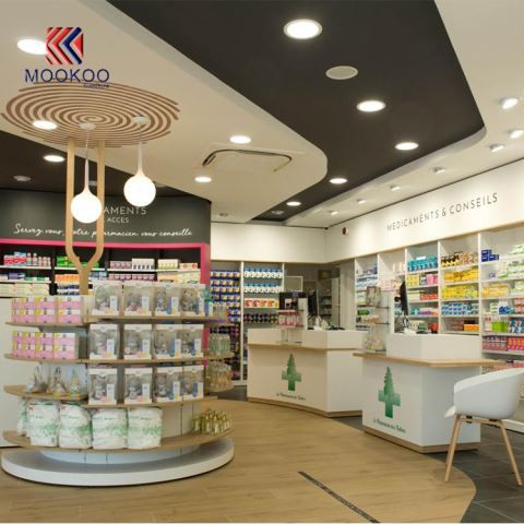 나무 약국 상점 디스플레이 캐비닛